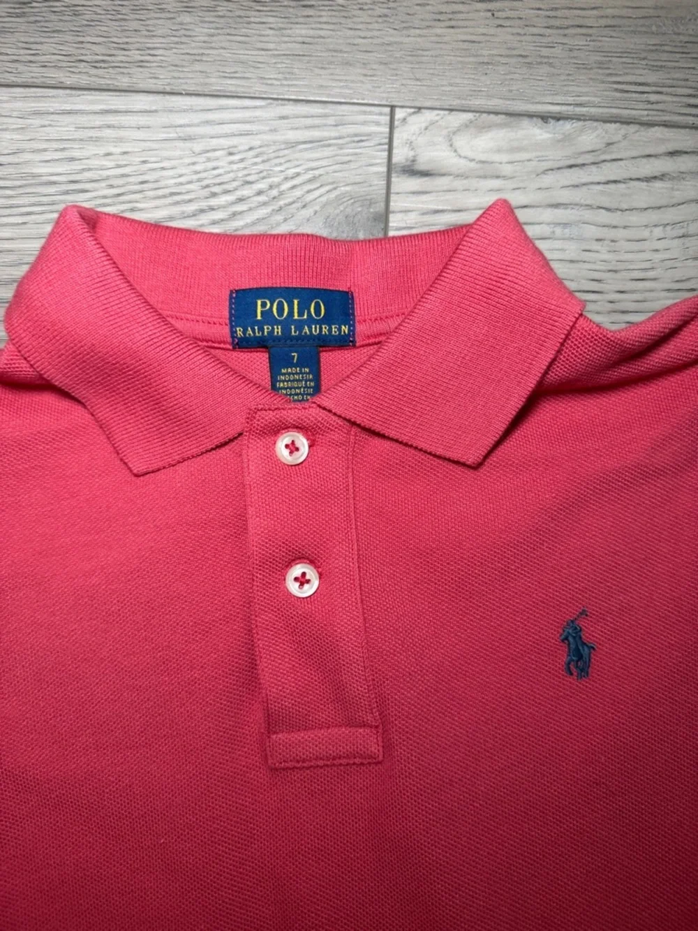 Polo Ralph Lauren LOT of 2 Kids Polo Shirts Size 7 Purple & Coral